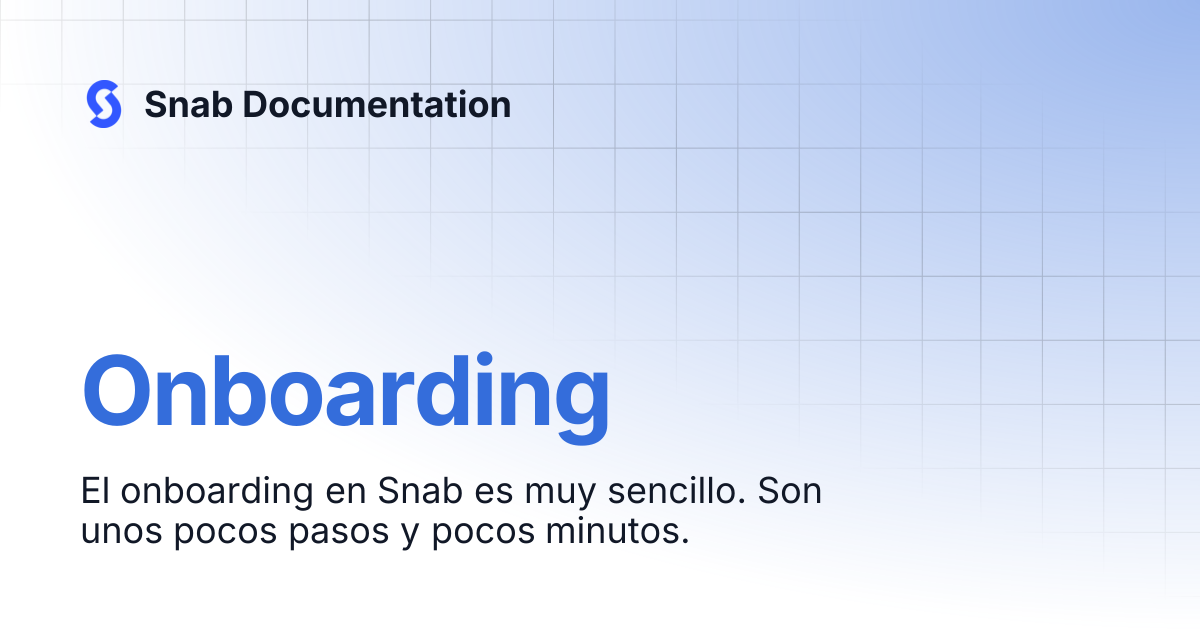 Onboarding | Snab Documentation